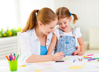 child girl painted postcard for mom to mother's day