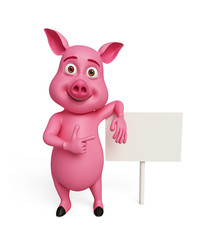 Fototapeta premium 3d Pig with white board.