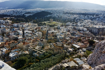Obraz premium Panoramic view from Acropolis to city of Athens, Attica, Greece