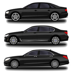 realistic car. Long sedan. set