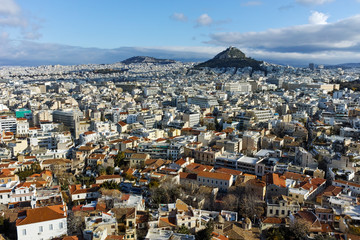 Panoramic view from Acropolis to city of Athens, Attica, Greece