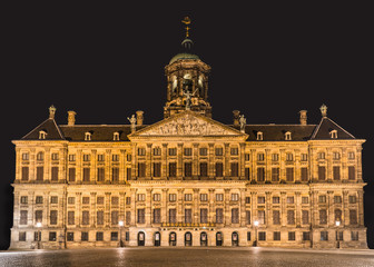 Fototapeta na wymiar Palace on the Dam square in Amsterdam, Jan 20th 2017