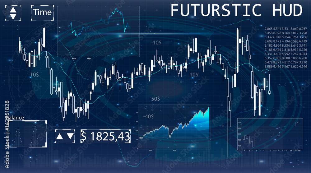 Poster futuristic user interface for trading applications. touch interface. abstract virtual graphic touch 