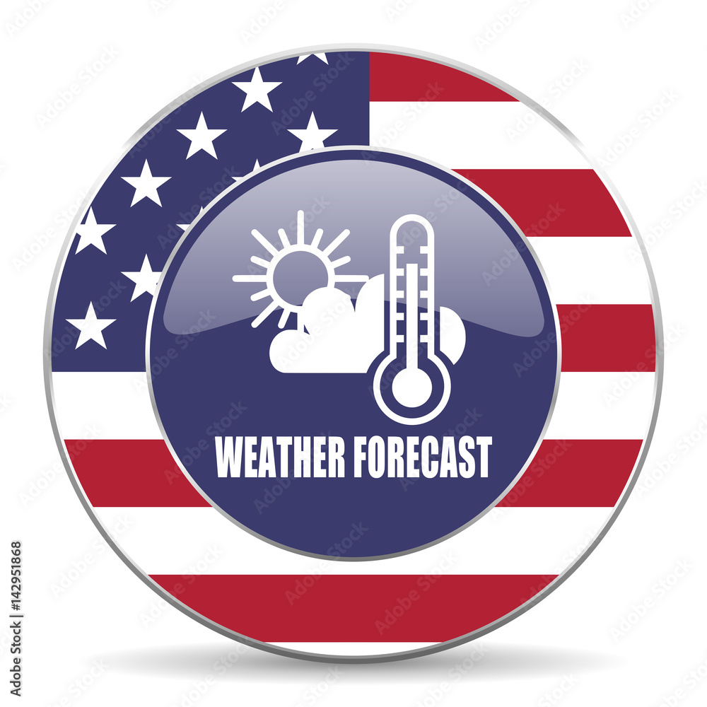Aufkleber weather forecast usa design web american round internet icon with shadow on white background.