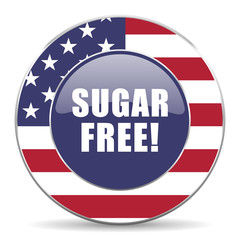 Sugar free usa design web american round internet icon with shadow on white background.