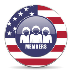 Members usa design web american round internet icon with shadow on white background.