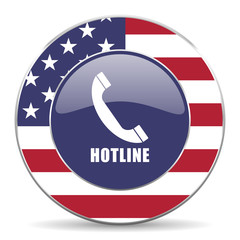 Hotline usa design web american round internet icon with shadow on white background.