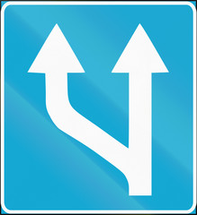Road sign used in Estonia - Change in available lanes