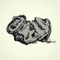 Crumpled can. Vector drawing