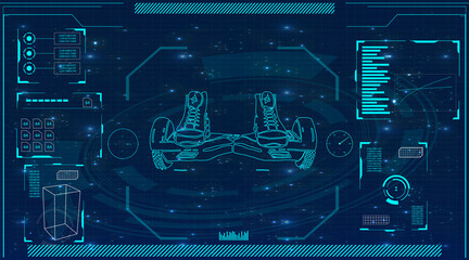 Futuristic user interface for GyroScooter. Abstract virtual graphic touch user interface. HUD. Hi-tech basic. white elements. UI hud infographic interface screen monitor radar set web elements