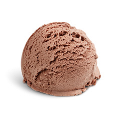 Chocolate ice cream scoop isolated on white, clipping path
