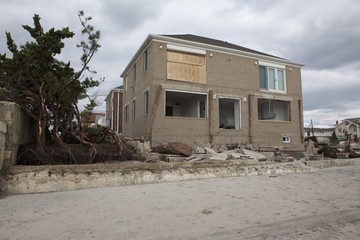 NEW YORK - October 31:Destroyed homes in  Far Rockaway after Hurricane Sandy October 29, 2012 in New York City, NY