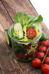 Mixed chef's salad in glass bowl