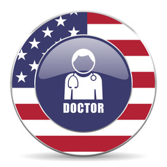 Doctor usa design web american round internet icon with shadow on white background.