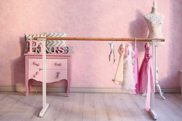 pink ballet lesson class hall interior