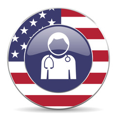Doctor usa design web american round internet icon with shadow on white background.