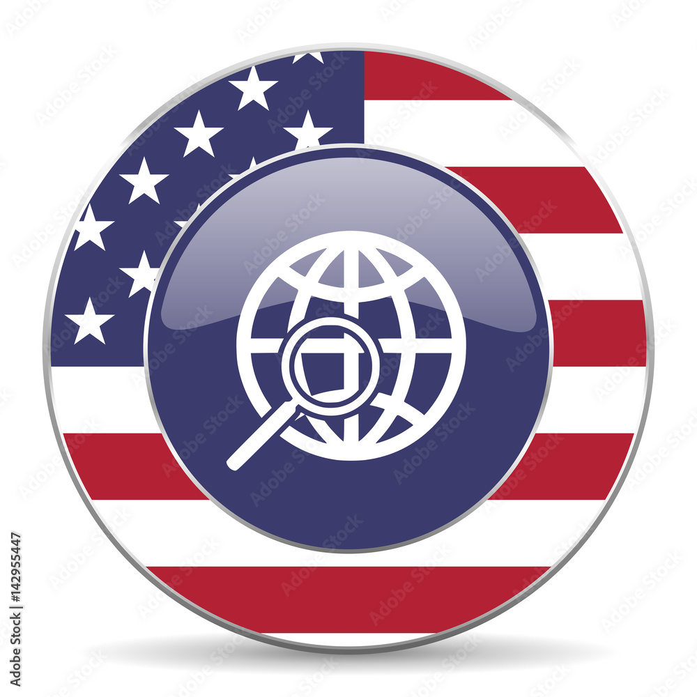 Aufkleber Search usa design web american round internet icon with shadow on white background.