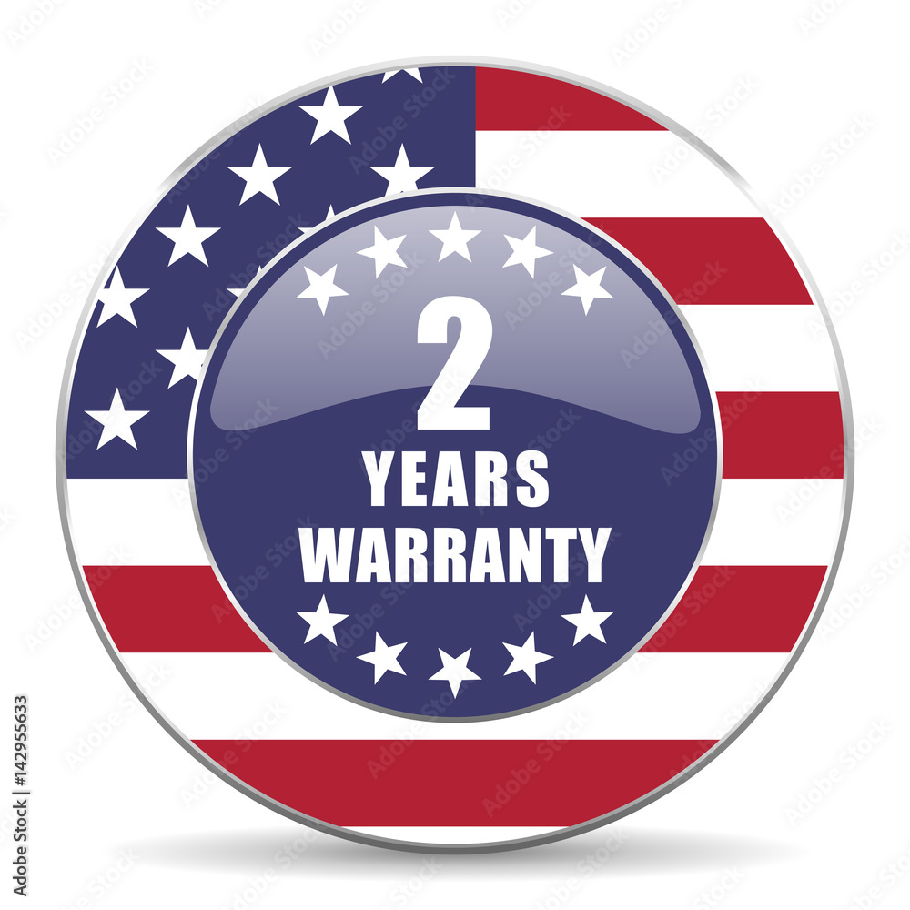 Poster warranty guarantee 2 year usa design web american round internet icon with shadow on white backgroun