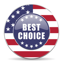 Best choice usa design web american round internet icon with shadow on white background.