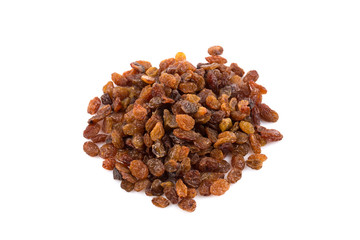 Sweet raisins on white