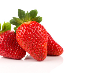 Red ripe strawberry fruits