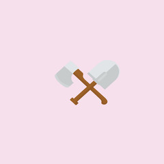 shovel and ax icon. flat design