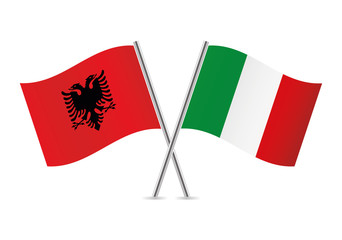 Albania and Italy flags. Vector illustration.