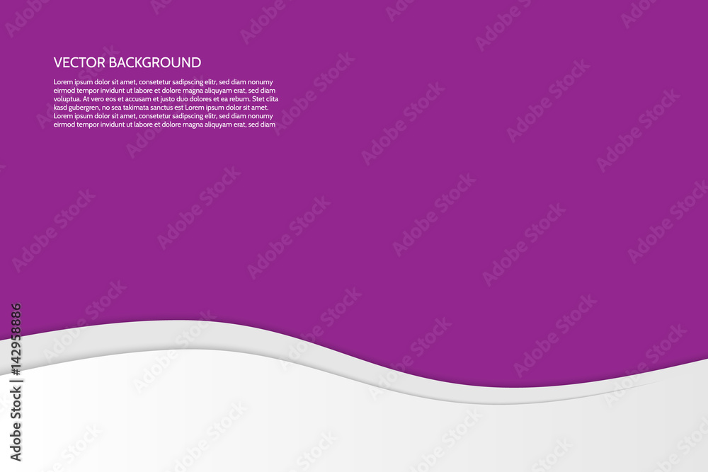 Poster vector modern simple wavy purple background with paper effect. background with gray and white waves.