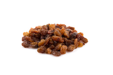 Sweet raisins on white