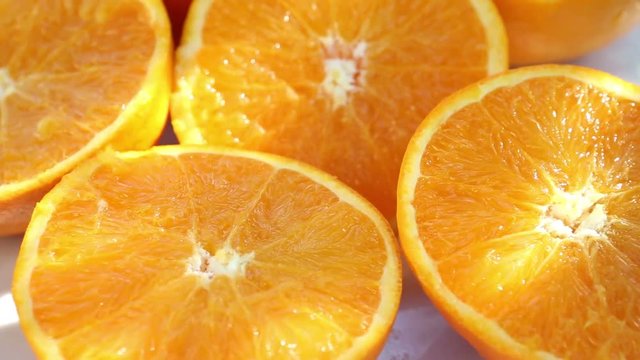 rotating plate with slices of oranges
