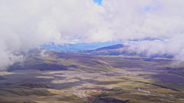 Time lapse view from the Cotopaxi Volcano on the National Park in Ecuador