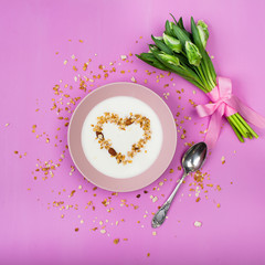 beautiful scenery of dairy products, milk and curd