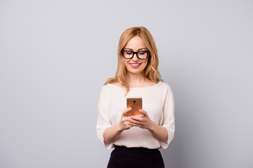 Cute stylish businesswoman chatting on the phone