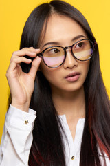 interested woman with glasses