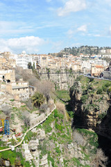 Ottoman and old city of Constantine, Algeria. City has many old old buildings and bridges.