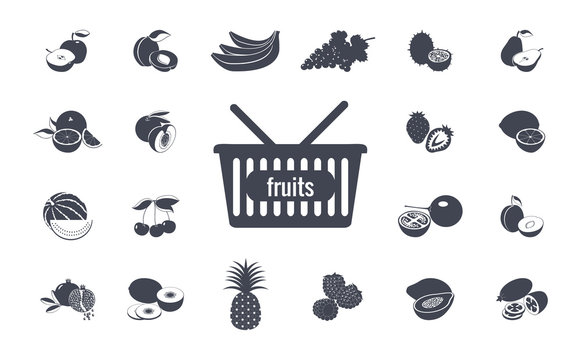 Set of simple fruits icons