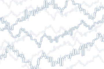 Stock market chart blue color silhouette on white background 3D illustration