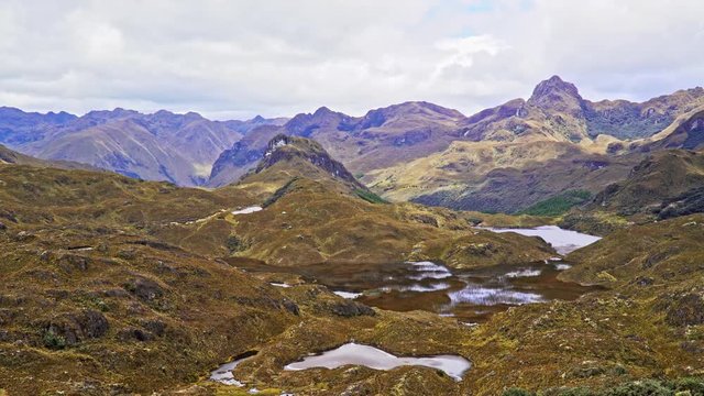 View on the Andes mountains in the Cajas National Park close to Cuenca Ecuador