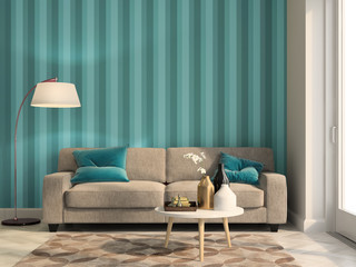Interior modern design room 3D illustration