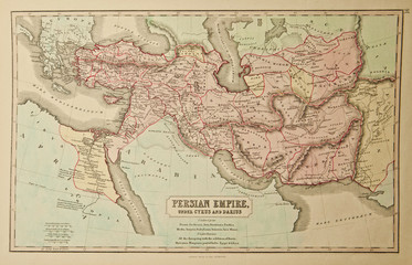 Persian Empire. Ancient map of the world. Ancient map of the world . Published by George Philip and son at London 1857 and  are not subject to copyright. © MISHELLA
