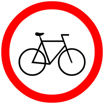 bike road, way, passage warning sign symbol on white background.