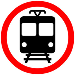Fototapeta premium train station passage stop warning sign symbol on white background.