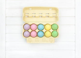 Colored Easter eggs decoration egg box