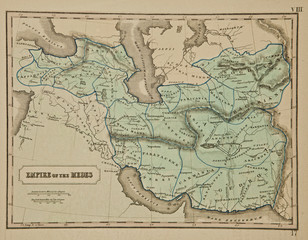 Fototapeta na wymiar Empire of the Medes. Ancient map of the world . Published by George Philip and son at London 1857 and are not subject to copyright.