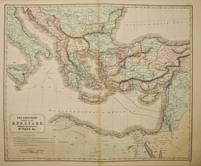 Fototapeta na wymiar Ancient map of the world . Published by George Philip and son at London 1857 and are not subject to copyright.