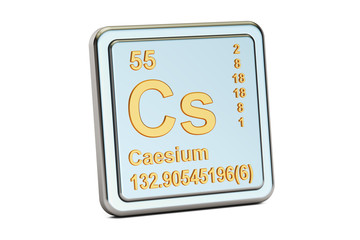 Caesium Cs, chemical element sign. 3D rendering