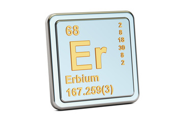 Erbium Er, chemical element sign. 3D rendering