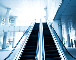 escalator in new modern building.
