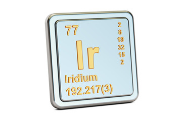 Iridium Ir, chemical element sign. 3D rendering