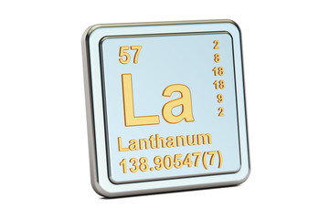 Lanthanum La, chemical element sign. 3D rendering